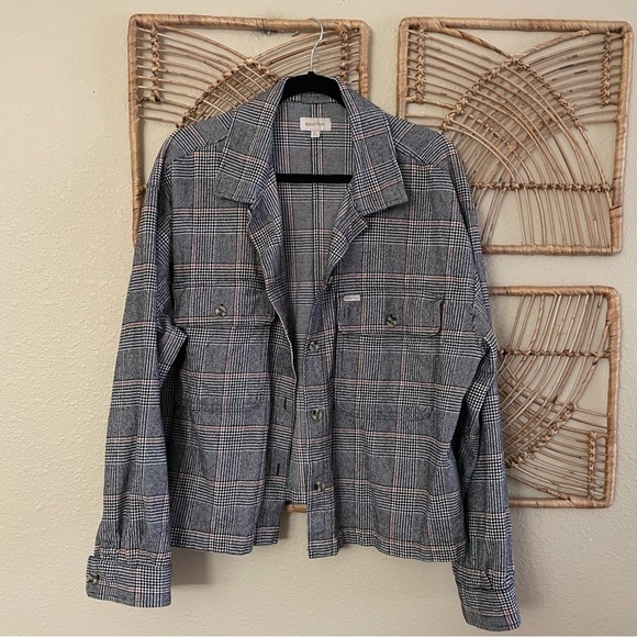 Brixton Plaid Flannel Shirt Shacket Organic Cotton Button Up Bowery Women's Sz M - Picture 1 of 12